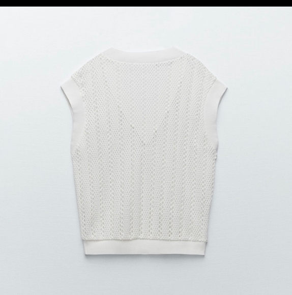 Zara White Crochet Vest size Medium - Picture 3 of 10